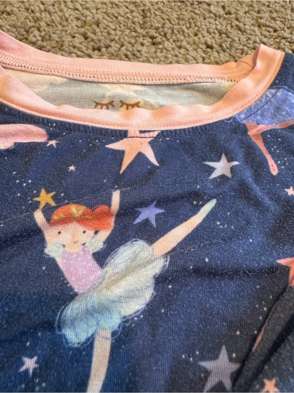 Little Sleepies Navy Ballerina Pajama Set with Pink Trim